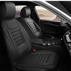 FQFZYMX 2 Car Seat Covers Full Set with Waterproof Leather for Most Sedan SUV 