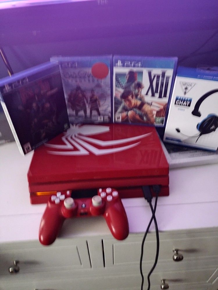 PS4 Pro Spiderman Edition Plus New Headphones And 3 New Games  Only 250 Or Trade For Arcade Up