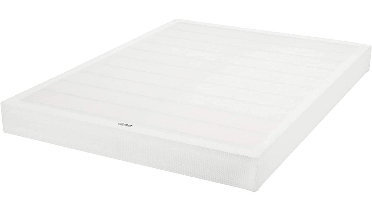 Queen Size Smart Box Spring 5” With White Bed Frame