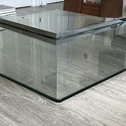J Wade Beam Square Cantilevered Glass Top Coffee Table 