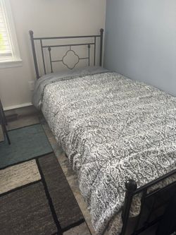 BRAND NEW TWIN BED FRAME W/ NEW MATTRESS