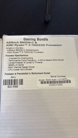 ASRock B850M-C & AMD Ryzen 5 7500X3D Gaming Bundle