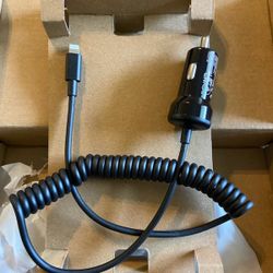 Coiled Cable Lightning Car Charger