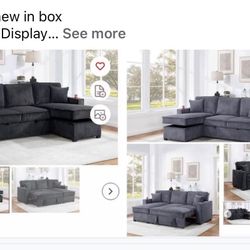 $369.     2-PCConvertible Sectional  Sleeper Sofa W/ Cupholder Sofa Storage & USB Ports  89”x 59”X36”H