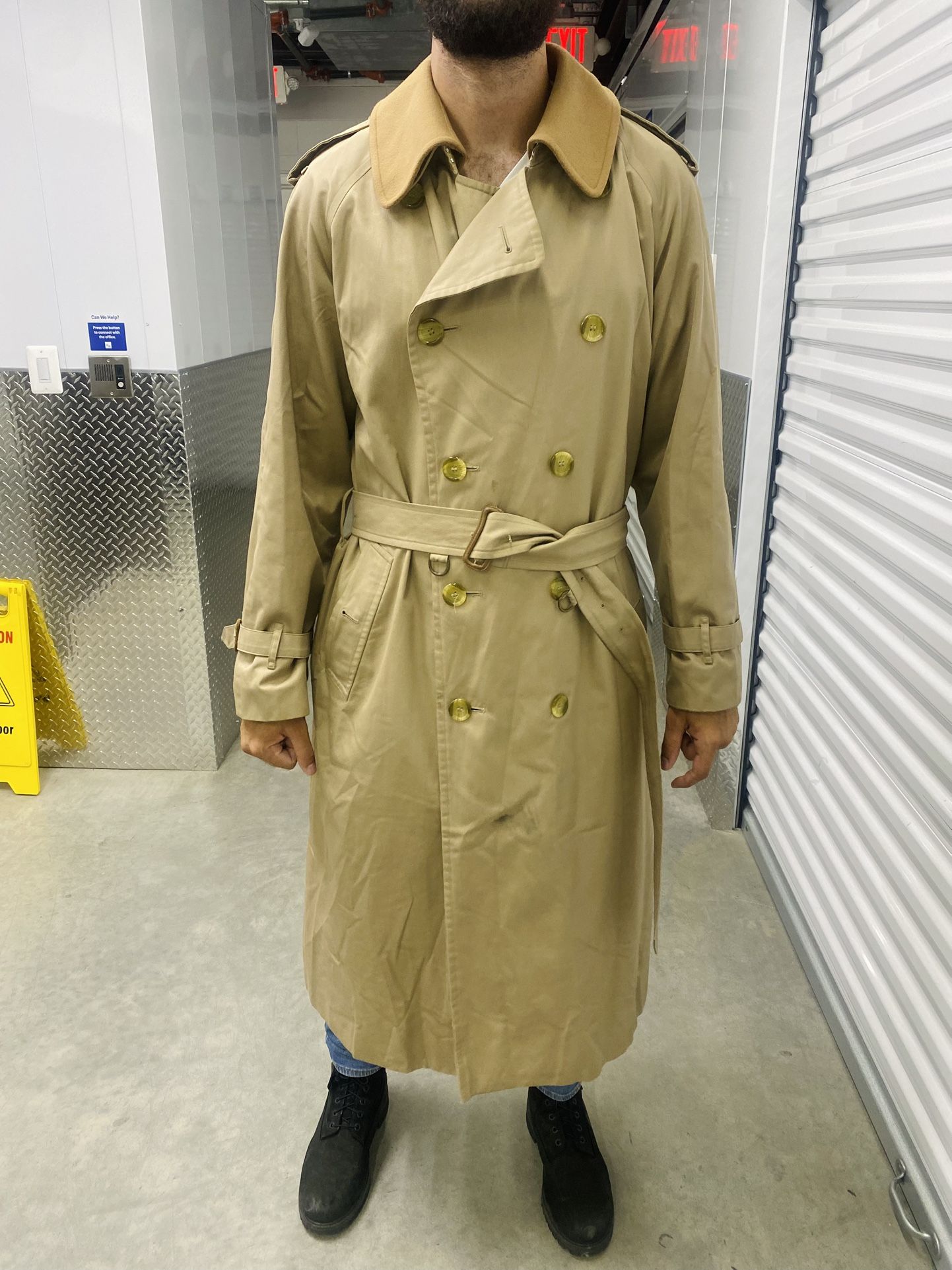 Men’s Vintage Burberry London Trench Coat + Burberry Nova Check Umbrella Set- Timeless Iconic Bundle