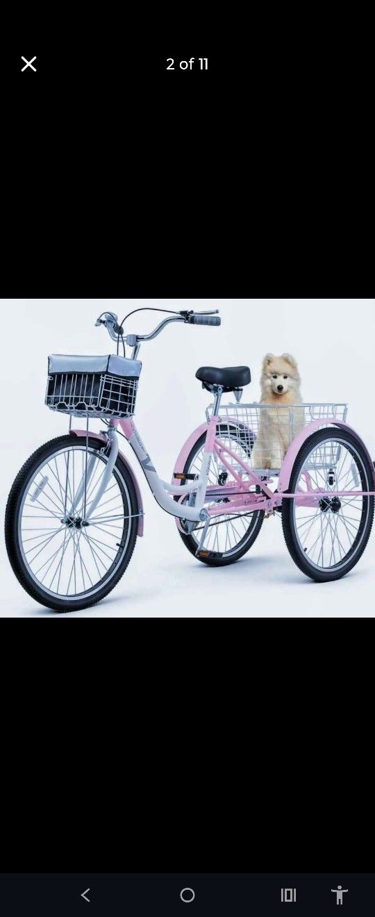 Almost New Pink Lady's Adult Tricyclebike With Two Baskets