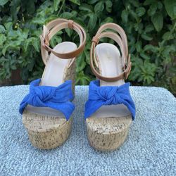 Denim Platform Wedges Heels