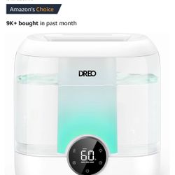 Dreo 6L Top Fill Humidifiers for Bedroom, 60H Runtime, 28 dB Quiet Supersized Cool Mist Humidifiers for Large Room, Air Humidifier for Home, Baby, Pla