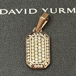 Flawless David Yurman 18K Rose Gold And Cognac Diamond Pendant Amulet