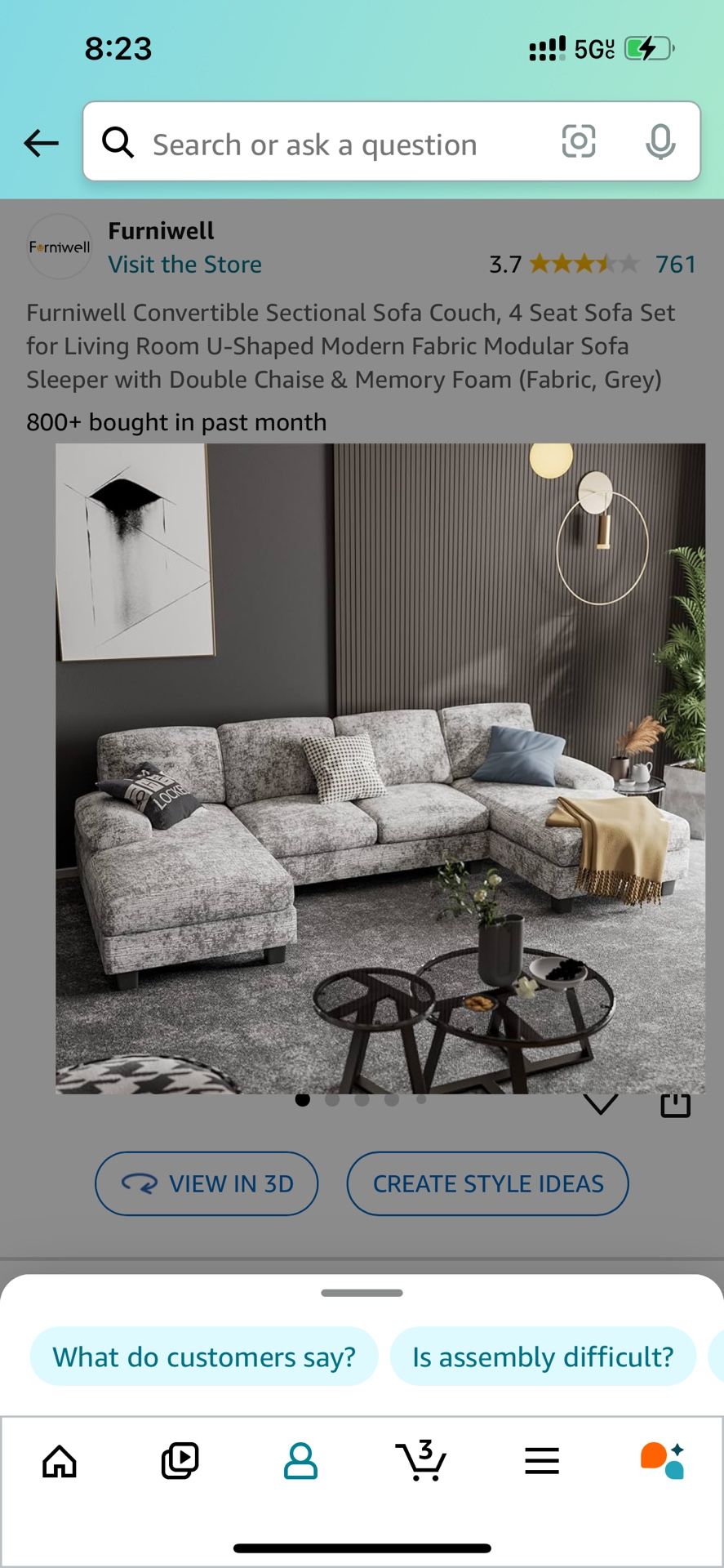 Furniwell Convertible Sectional Sofá