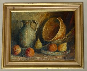 Vintage Still Life Oil on Canvas painting. Signed.