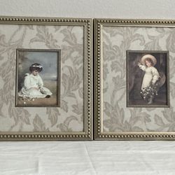 Victorian Gold Framed Decorative Wall Art Little Girl