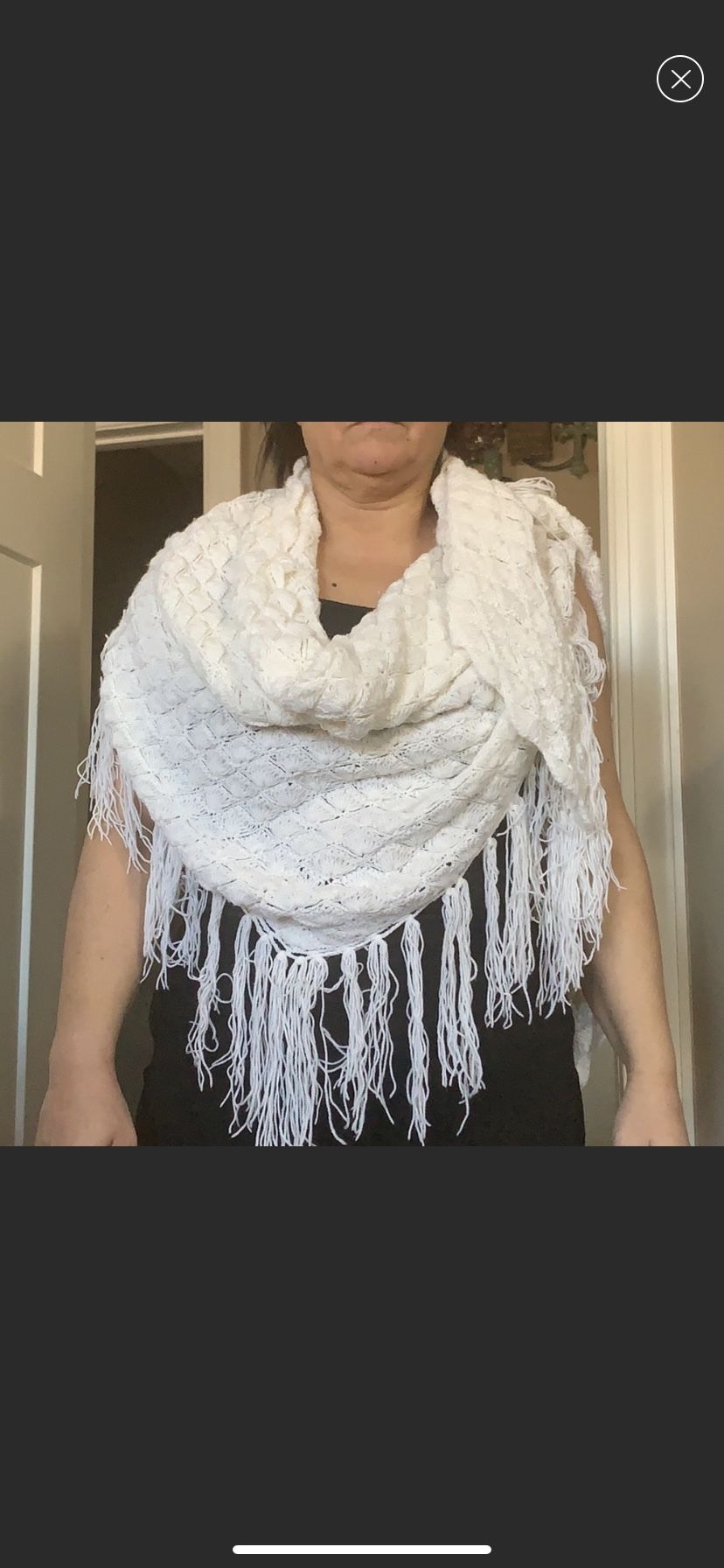 Handmade wool long scarf/wrap with fringes 