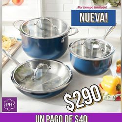 Hermoso set azul nuevo de princess house de hacerlo inolvidable le da color a tu cocina en este verano aprovéchalo en tanda por solo 290.00