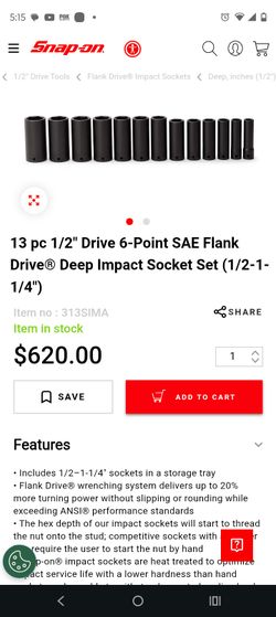 1/2 To 1 Inch 1/4 Deep Impact Sockets