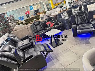 3pc modern Black power recliner sofa set with wireless charging, reading and LED lights