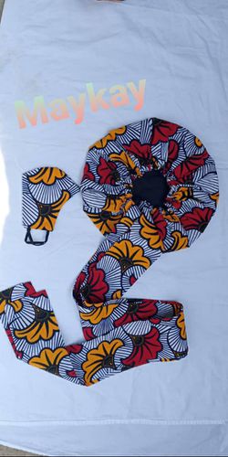 African print headwrap with satin lined and face masks set