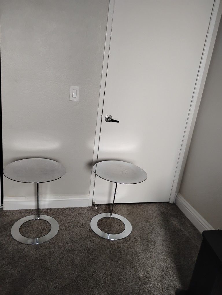 Two Stainless Steel End Tables For $60 Dollars