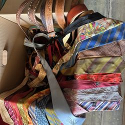 Box Of Ties And Belts 60s-90s Era