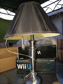 Silver Lamp with Brown Shade
