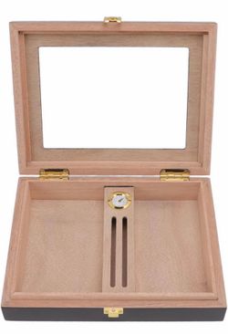 Constant Humidity Cigar Humidor Elegant Cedar Wood Case for Cigar Connoisseurs Black