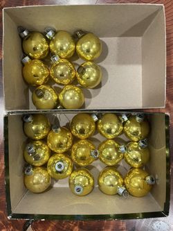 Vintage Gold Glass Christmas Ornaments 