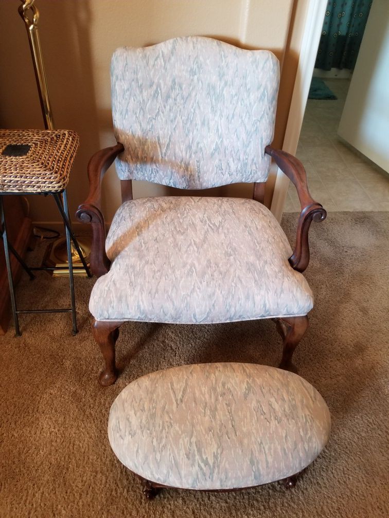 FREE - Antique Cherry Frame Sitting Chair & Stool