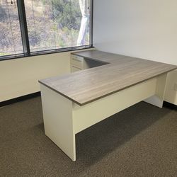 Desk L Shape With File Cabinet