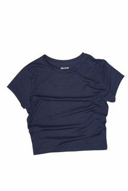 Navy blue Hollister Co. cropped tee in XS