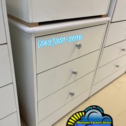 Three Drawer White Diamond Dresser Night Stand