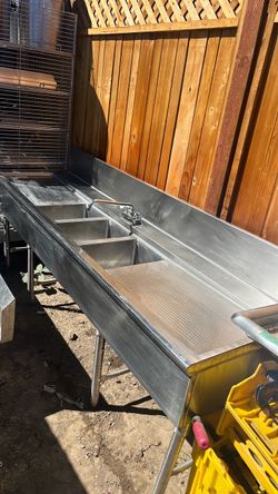 Commercial Stainless Steel 3-Compartment Sink