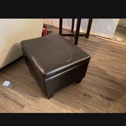 Leather Ottoman / Footrest W/ Storage