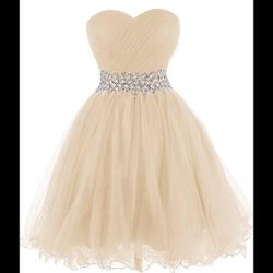 Strapless Short Homecoming Dresses Beaded Tulle Sweetheart A-line Prom Party Gown for Teen 