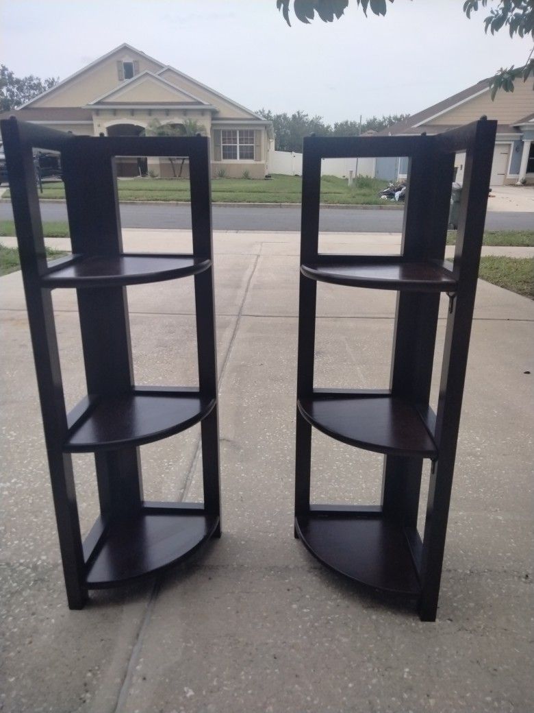 2 Corner Shelves Foldable Height 38 Inches By 12x12 $20