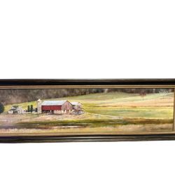 Michael DeFrancesco Original Oil Painting 12x48 "American Farm #5" Framed