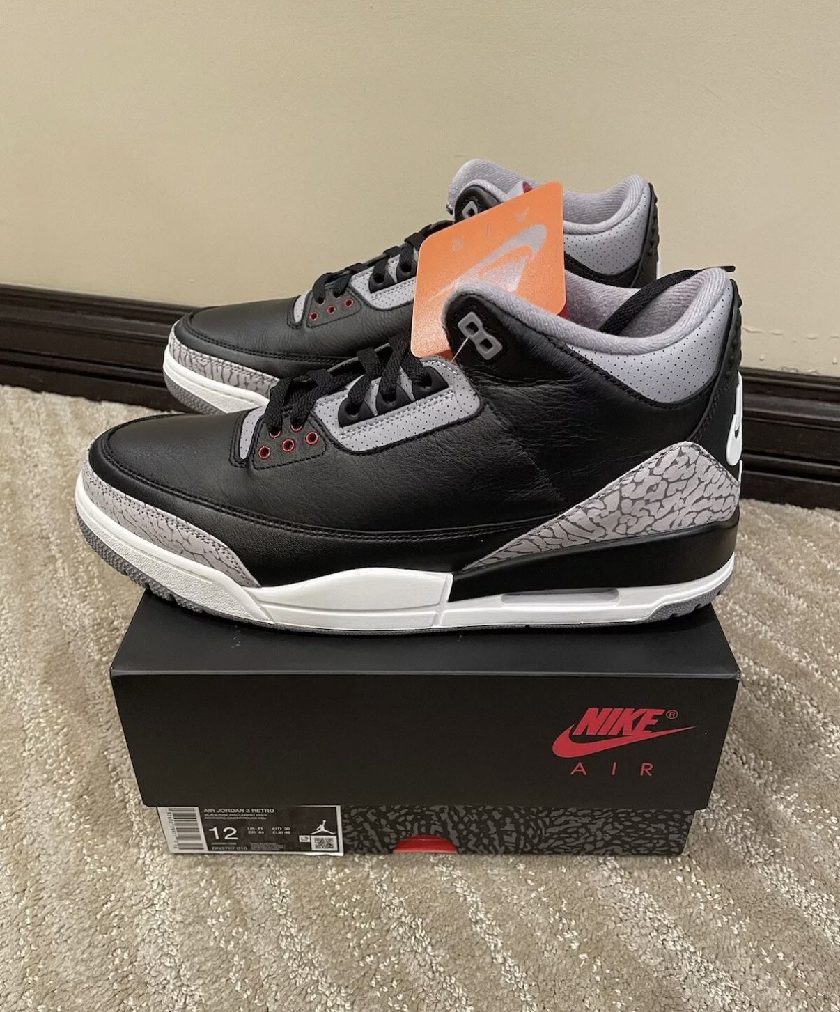 Jordan 3 Retro Black Cement Size 12 (2024)