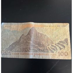 Billete De $100 Soles De Oro Peruanos