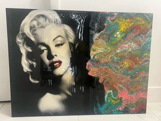 Original Marilyn Monroe Acrylic Painting – Gustavo Fonseca – Signed 30” x 40”