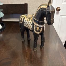Vintage Chinese Asian Wood Carved Horse 