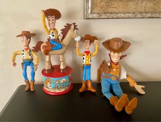 Lot of 4 Woody Disney Pixar Toy Story Figures Ranging From 6” to 10” Tall