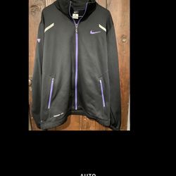 EUC NIKE Therma-Fit Black Purple Hooded Full-Zip Sweatshirt Jacket Mens L 