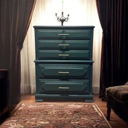 Beautiful Refinished Dresser ( Dark Green)