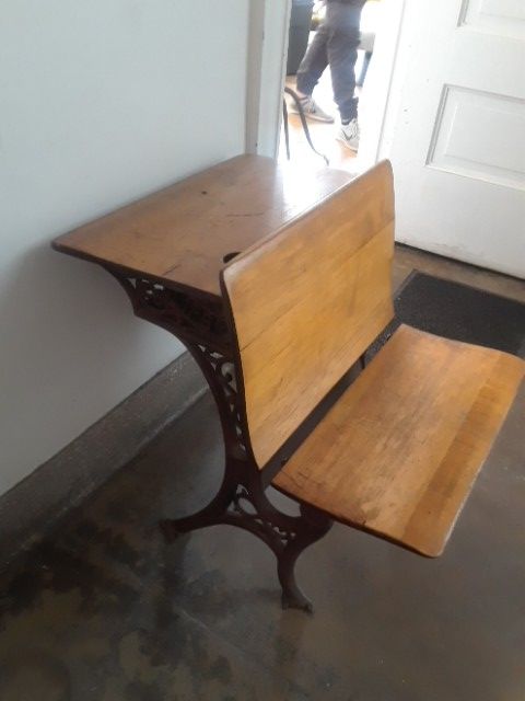 1880 school desk wood and iron
