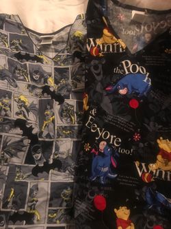 Size small character print scrub tops