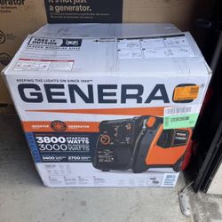 Generac 3800/3000-Watt Dual Fuel Inveter Generator, Fully Enclosed Case and Easy-To-Use Electric Start with Battery Included 