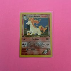 1st edition Blaine’s Rapidash 33/132 Pokemon Card from Gym Challenge Set