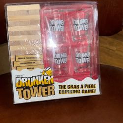 NEW Drunken Tower Shot Glass Jenga Grab A Piece Drinking Game 2-4 Players NIB