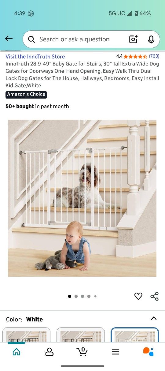 InnoTruth 28.9-49" Baby Gate for Stairs, 30" Tall Extra Wide Pet Gates for Doorways One-Hand Opening, Easy Walk Thru Dual Lock Dog Gates for the House