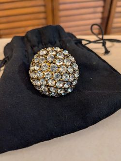 Crystal Ball Size 7 Huge Stretch Band Ring