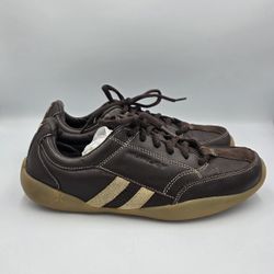 Hurley Men's Brown Leather 10 Lace Up Athletic Sneakers 030507 Casual Shoes Y2K 
